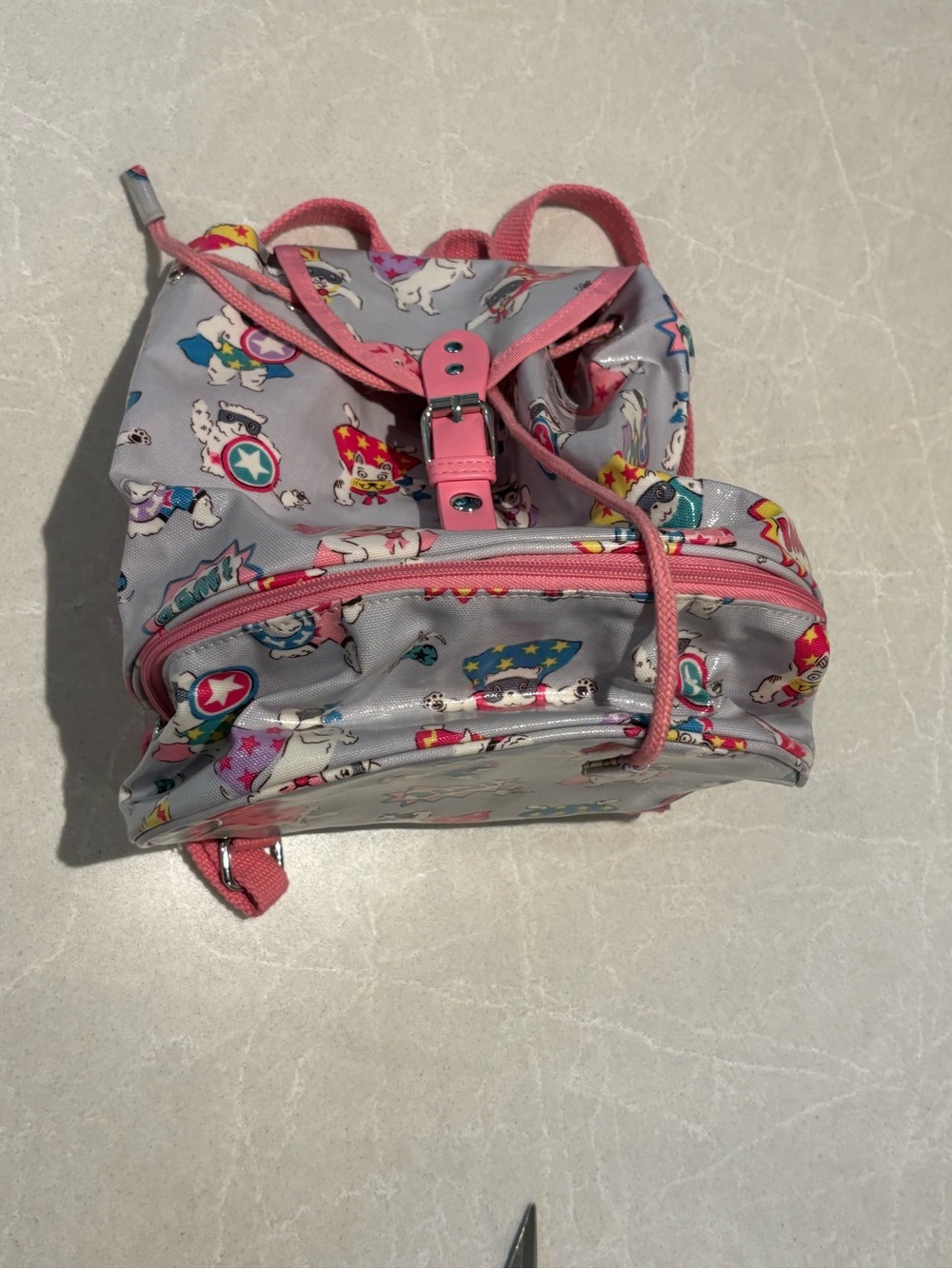 Cath Kidston Super Dogs Mini Drawstring Backpack Oilcloth Rucksack Grey - Picture 4 of 11